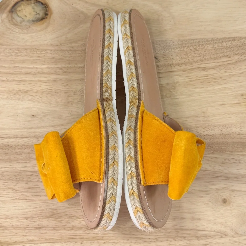 Kate Spade Bow Top Suede Espadrille‎ Slide Sandals Yellow 7.5